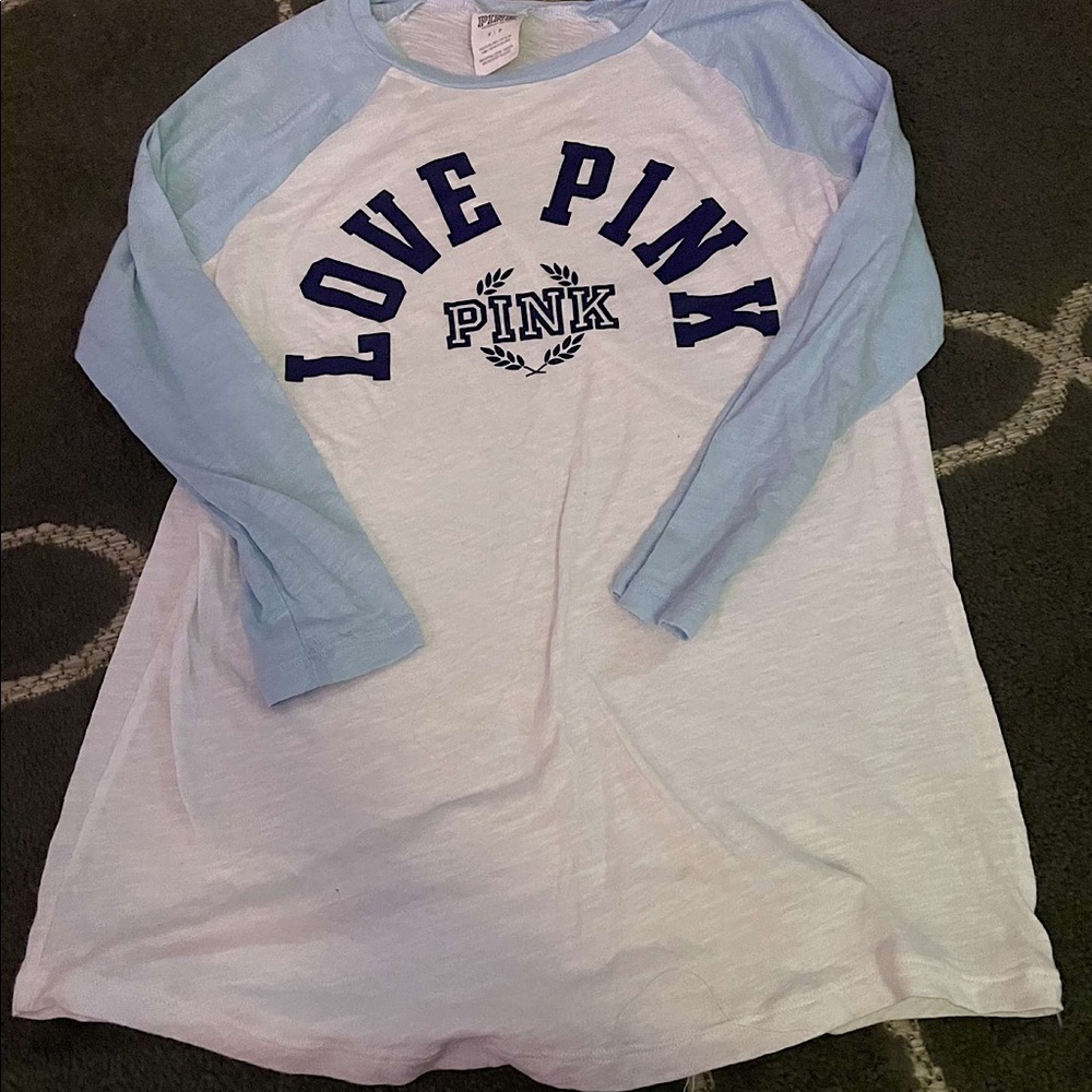 Light blue, 3/4 Sleeve Love Pink Victoria’s Secret shirt
